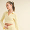 Waffle Knit Bell Sleeve Top And Skirt Set Yellow-Set-Kimberly C-S-Urbanheer