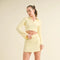 Waffle Knit Bell Sleeve Top And Skirt Set Yellow-Set-Kimberly C-S-Urbanheer