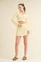 Waffle Knit Bell Sleeve Top And Skirt Set Yellow-Set-Kimberly C-S-Urbanheer