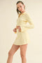 Waffle Knit Bell Sleeve Top And Skirt Set Yellow-Set-Kimberly C-S-Urbanheer
