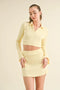 Waffle Knit Bell Sleeve Top And Skirt Set Yellow-Set-Kimberly C-S-Urbanheer