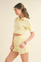 Waffle Knit Polo And Short Set Yellow-Set-KIMBERLY C-S-Urbanheer