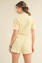 Waffle Knit Polo And Short Set Yellow-Set-KIMBERLY C-S-Urbanheer