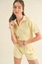 Waffle Knit Polo And Short Set Yellow-Set-KIMBERLY C-S-Urbanheer