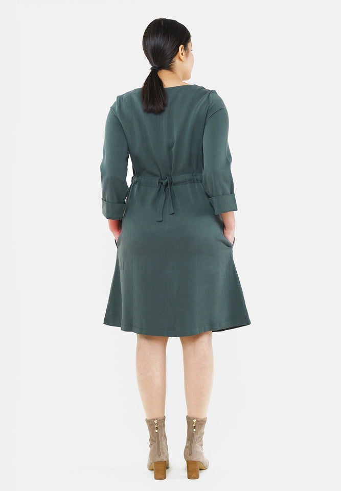 “War-Ris” Dress in Green Tencel-Dress-Studio Hertzberg-XS-Urbanheer