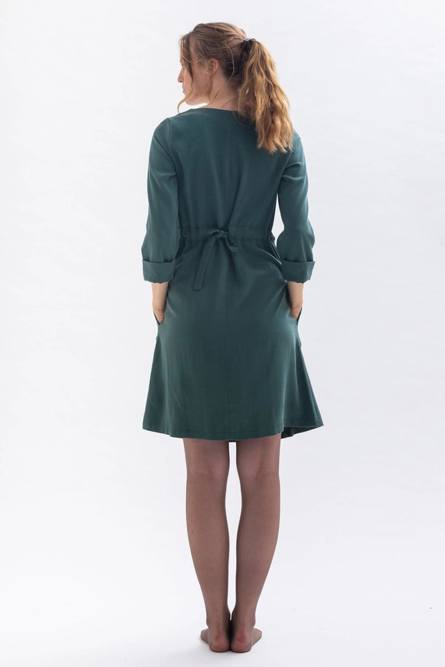 “War-Ris” Dress in Green Tencel-Dress-Studio Hertzberg-XS-Urbanheer