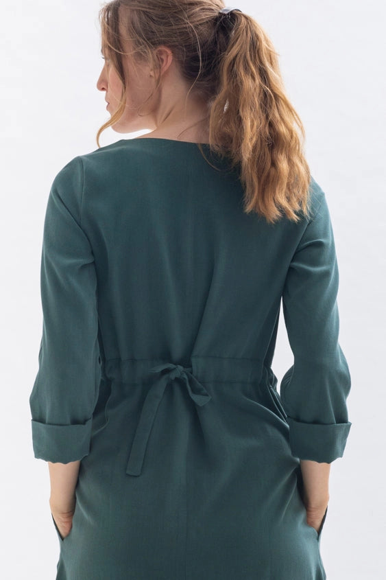 “War-Ris” Dress in Green Tencel-Dress-Studio Hertzberg-XS-Urbanheer