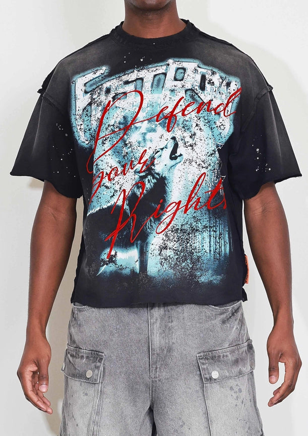 Warning Not So Quiet Howling Wolf Cropped Tee-Tee-First Row-S-Black-Urbanheer