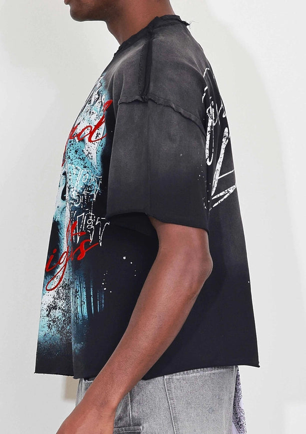 Warning Not So Quiet Howling Wolf Cropped Tee-Tee-First Row-S-Black-Urbanheer