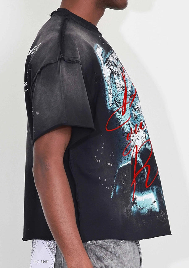 Warning Not So Quiet Howling Wolf Cropped Tee-Tee-First Row-S-Black-Urbanheer