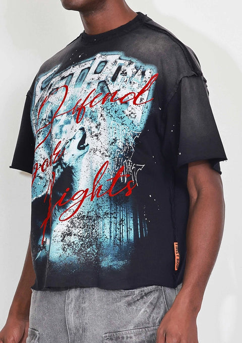 Warning Not So Quiet Howling Wolf Cropped Tee-Tee-First Row-S-Black-Urbanheer