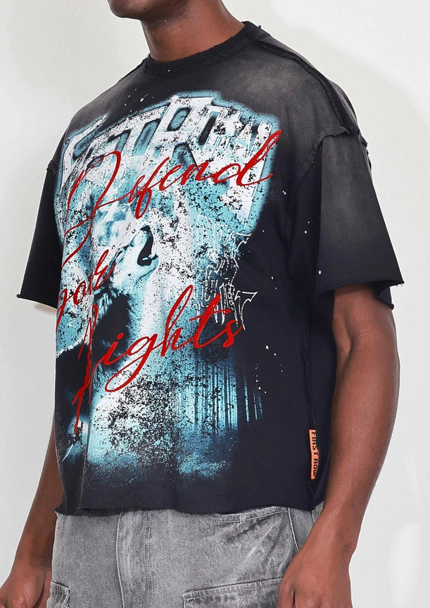 Warning Not So Quiet Howling Wolf Cropped Tee-Tee-First Row-S-Black-Urbanheer