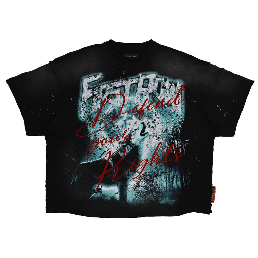 Warning Not So Quiet Howling Wolf Cropped Tee-Tee-First Row-S-Black-Urbanheer