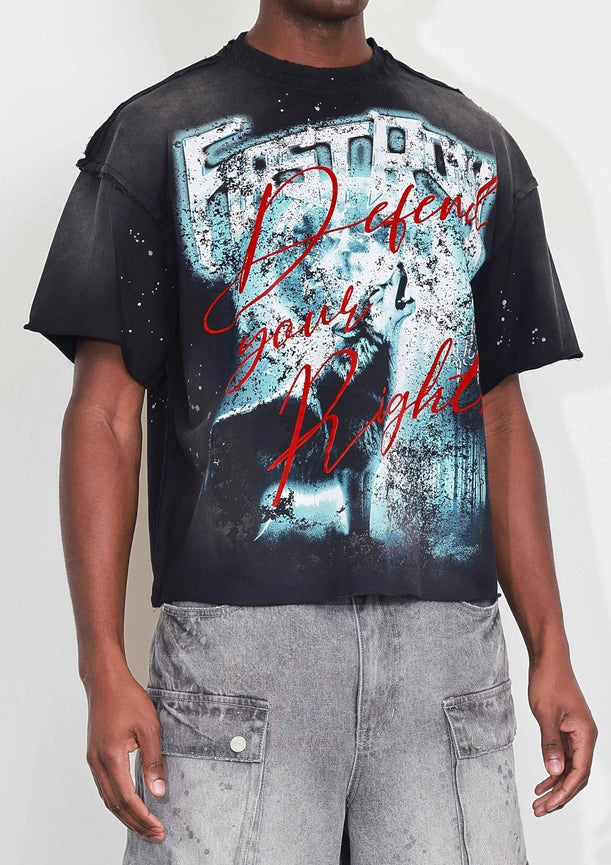 Warning Not So Quiet Howling Wolf Cropped Tee-Tee-First Row-S-Black-Urbanheer