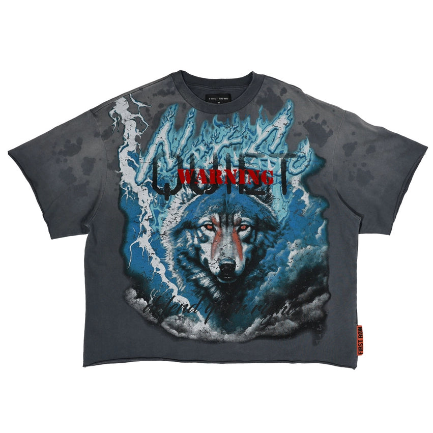 Warning Not So Quiet Wolf Cropped Tee-Tee-First Row-S-DK GREY-Urbanheer