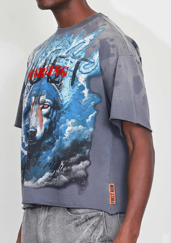 Warning Not So Quiet Wolf Cropped Tee-Tee-First Row-S-DK GREY-Urbanheer