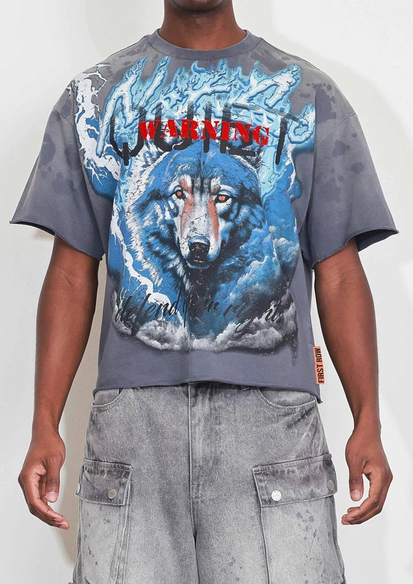 Warning Not So Quiet Wolf Cropped Tee-Tee-First Row-S-DK GREY-Urbanheer