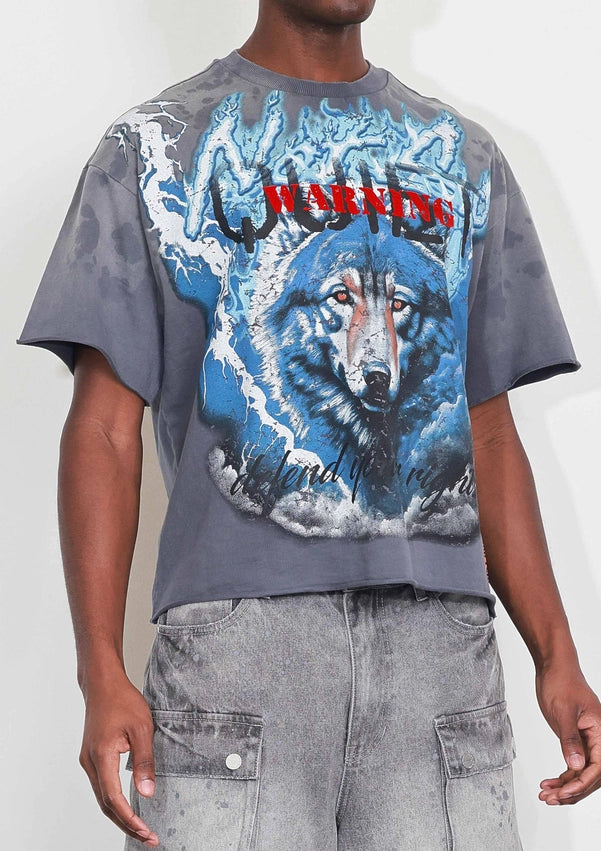 Warning Not So Quiet Wolf Cropped Tee-Tee-First Row-S-DK GREY-Urbanheer