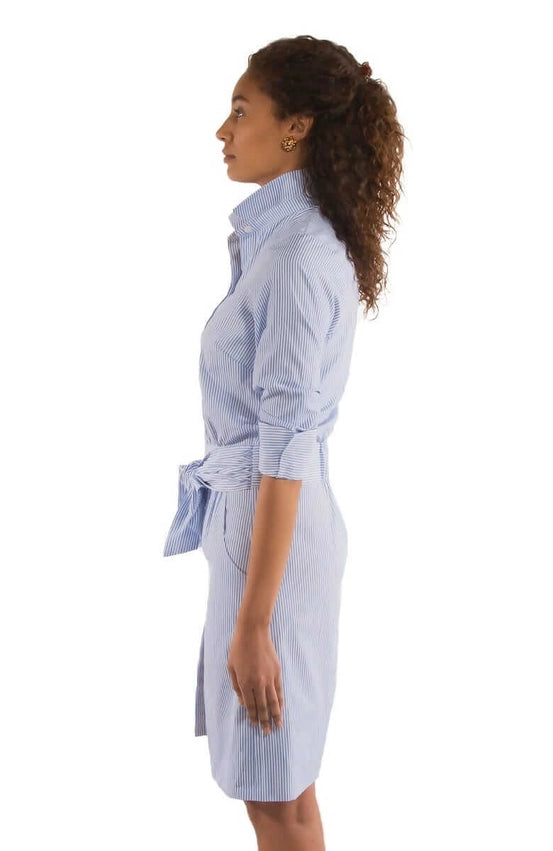 Wash & Wear Breezy Blouson Dress - Stripe Blues-Dress-Gretchen Scott LLC-XXS-Blues-Urbanheer