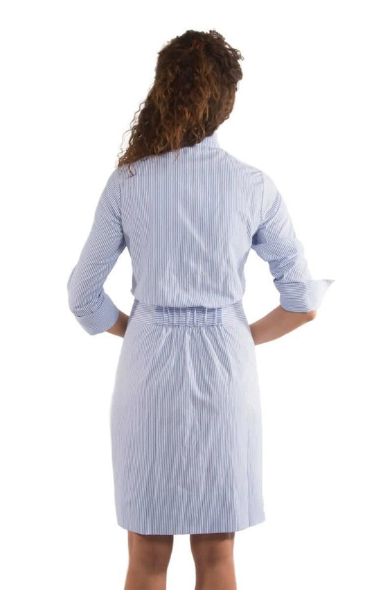 Wash & Wear Breezy Blouson Dress - Stripe Blues-Dress-Gretchen Scott LLC-XXS-Blues-Urbanheer