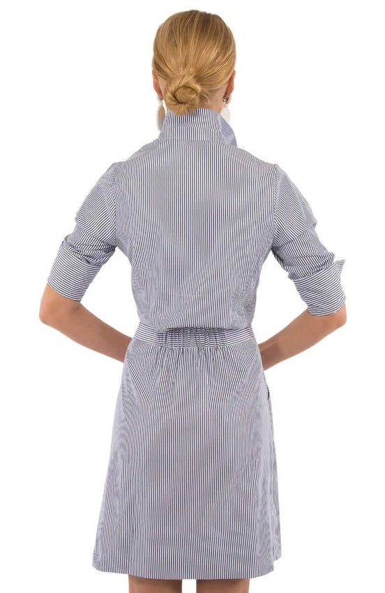 Wash & Wear Breezy Blouson Dress - Stripe Navy/White-Dress-Gretchen Scott LLC-XS-Navy/White-Urbanheer