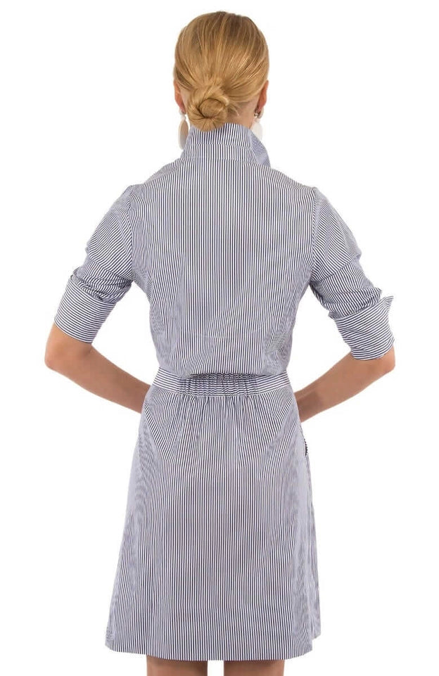 Wash & Wear Breezy Blouson Dress - Stripe Navy/White-Dress-Gretchen Scott LLC-XS-Navy/White-Urbanheer