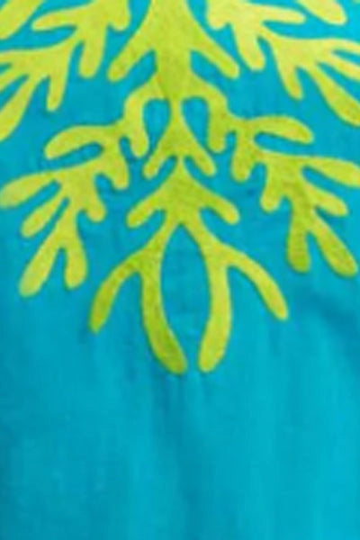 Wash / Wear Embroidered Caftan - the Reef Turq/Lime-Caftan-Gretchen Scott LLC-XXS-Turq/Lime-Urbanheer