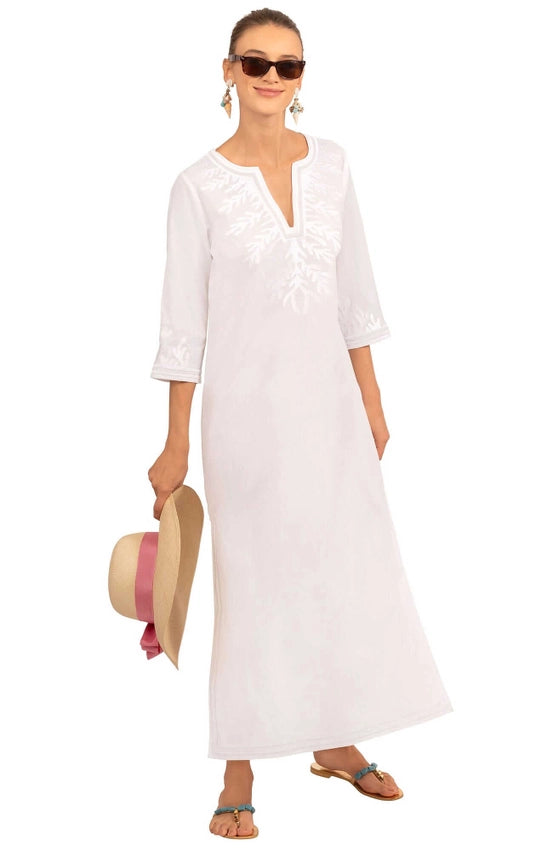 Wash / Wear Description Embroidered Caftan - The Reef White-Caftan-Gretchen Scott LLC-XXS-White-Urbanheer