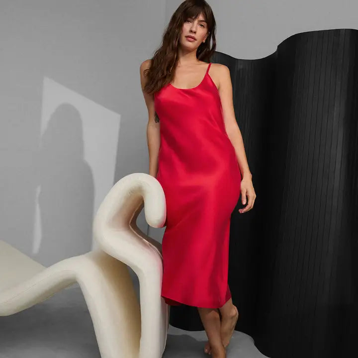 Washable Silk Bias Slip Dress Carmine Red-Dress-LUNYA-XS-Carmine Red-Urbanheer