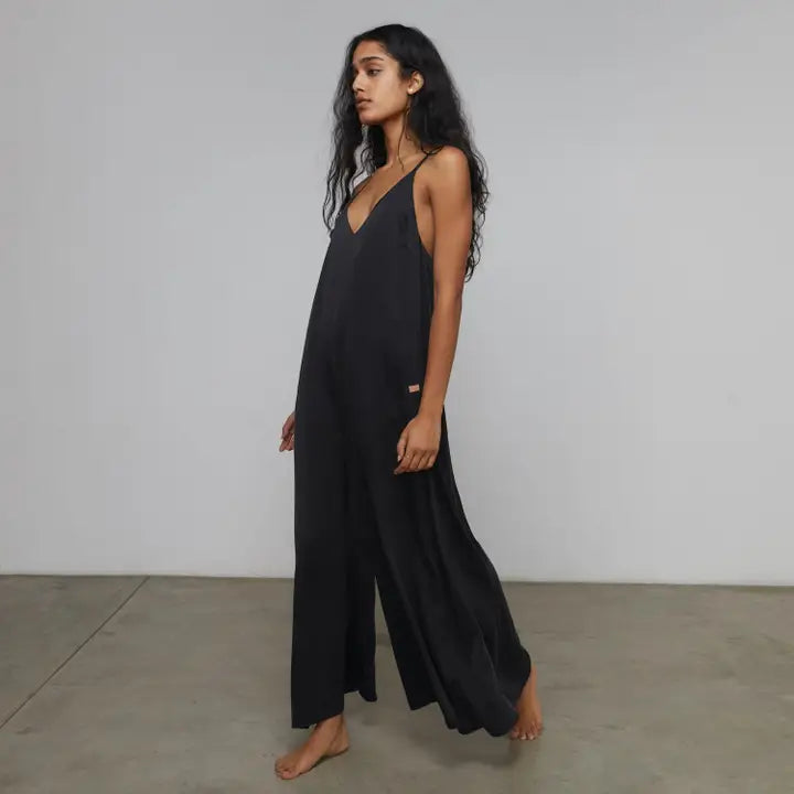 Washable Silk Elastic Strap Jumpsuit Immersed Black-Jumpsuit-LUNYA-XS-Immersed Black-Urbanheer