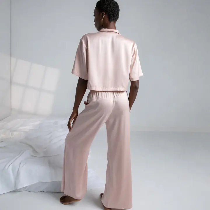 Washable Silk High Rise Pant Set Delicate Pink-Set-LUNYA-XS-Delicate Pink-Urbanheer