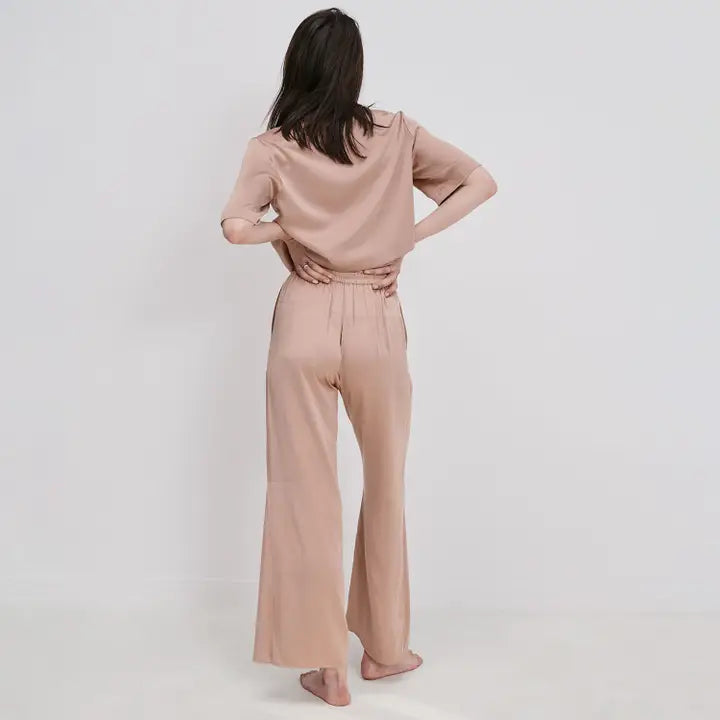 Washable Silk High Rise Pant Set Otium Tan-Set-LUNYA-L-Otium Tan-Urbanheer