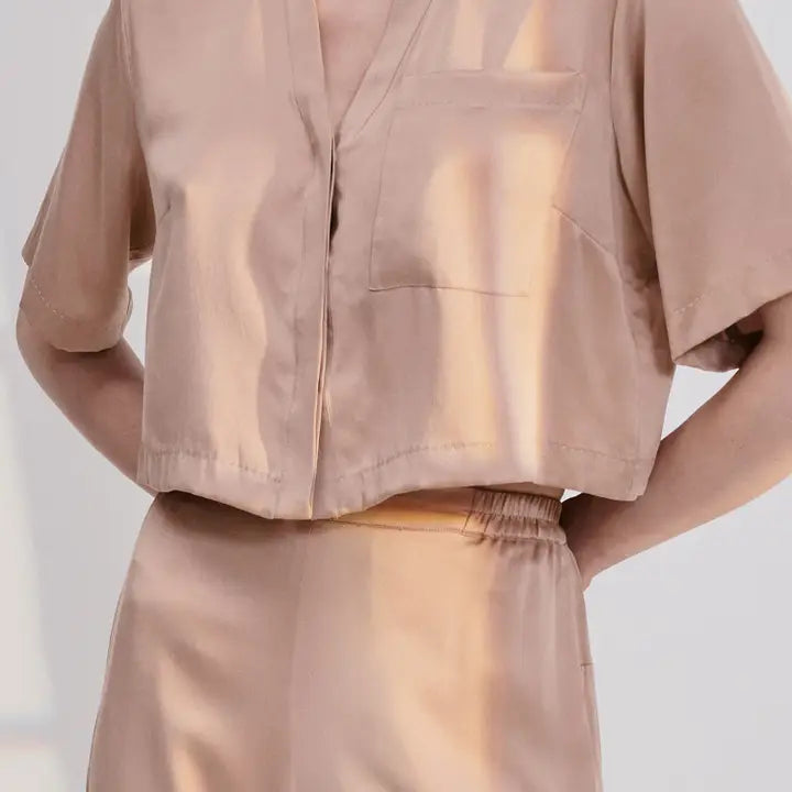 Washable Silk High Rise Pant Set Otium Tan-Set-LUNYA-L-Otium Tan-Urbanheer