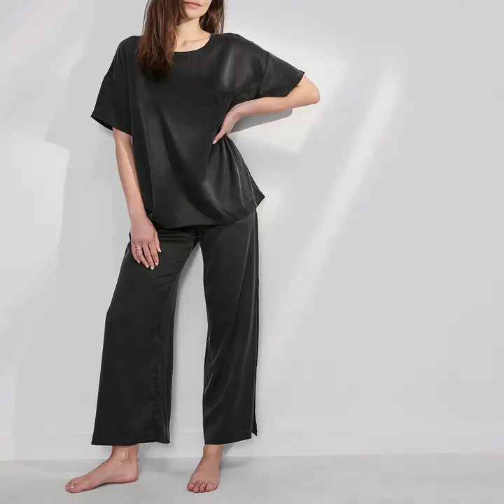 Washable Silk Tee Pant Set-Set-LUNYA-XS-Immersed Black-Urbanheer