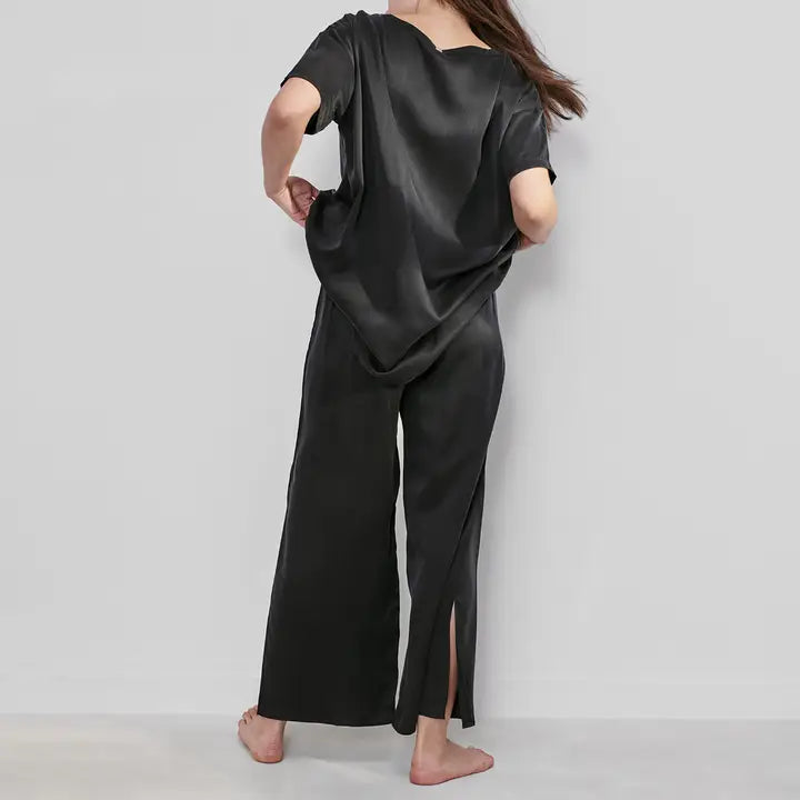 Washable Silk Tee Pant Set-Set-LUNYA-XS-Immersed Black-Urbanheer