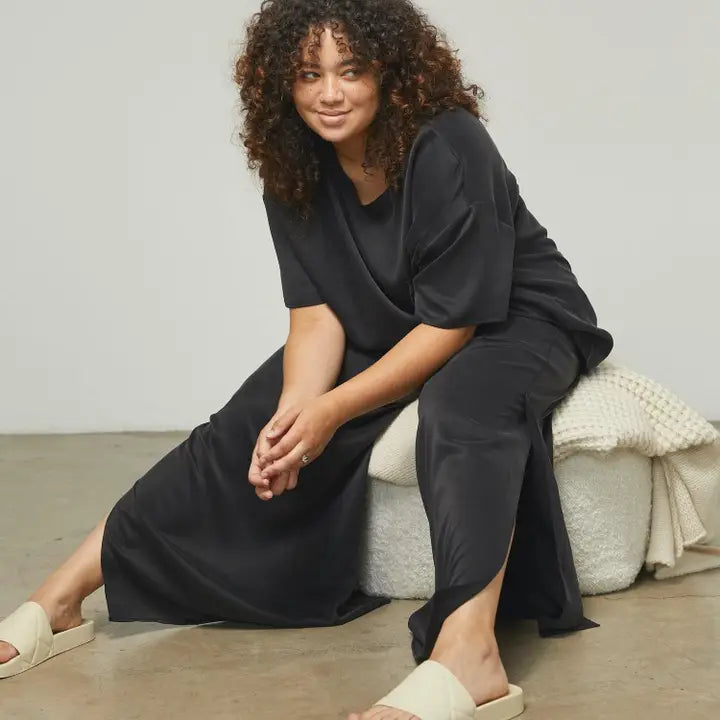 Washable Silk Tee Pant Set-Set-LUNYA-XS-Immersed Black-Urbanheer