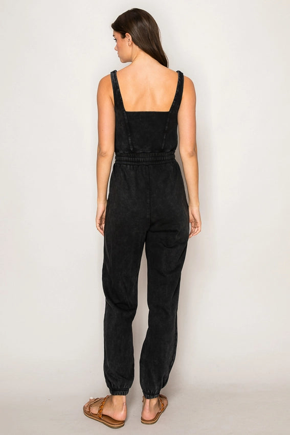 Washed Cami Jumpsuit Black-Jumpsuit-Curds and Whey-S-Black-Urbanheer