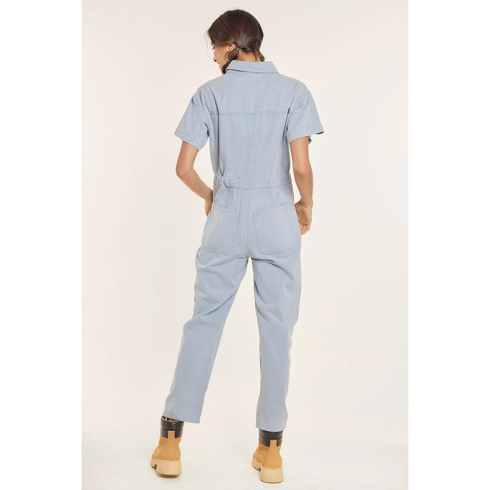 Washed Denim Jumpsuit with Contrast Stitch Details WASHED BLUE-Jumpsuit-idem ditto-S-WASHED BLUE-Urbanheer