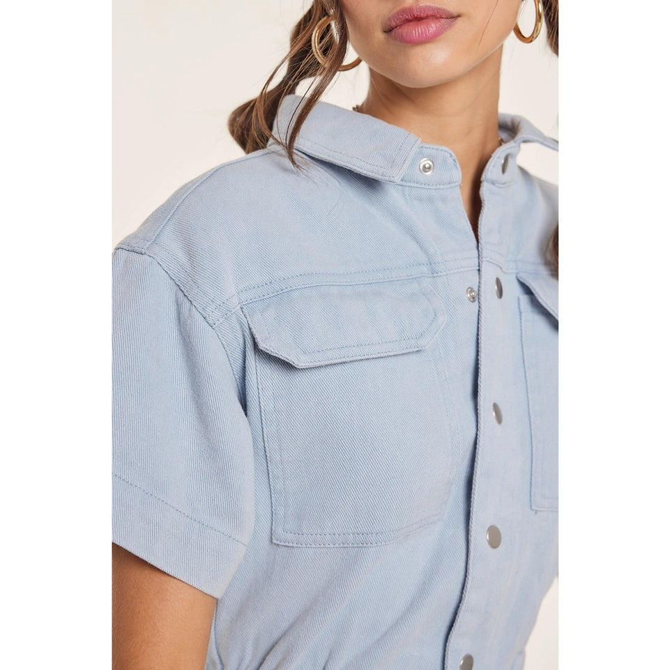 Washed Denim Jumpsuit with Contrast Stitch Details WASHED BLUE-Jumpsuit-idem ditto-S-WASHED BLUE-Urbanheer