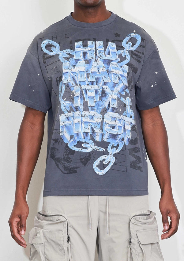 Washed Humanity First Chain Tee-Tee-First Row-S-Grey-Urbanheer