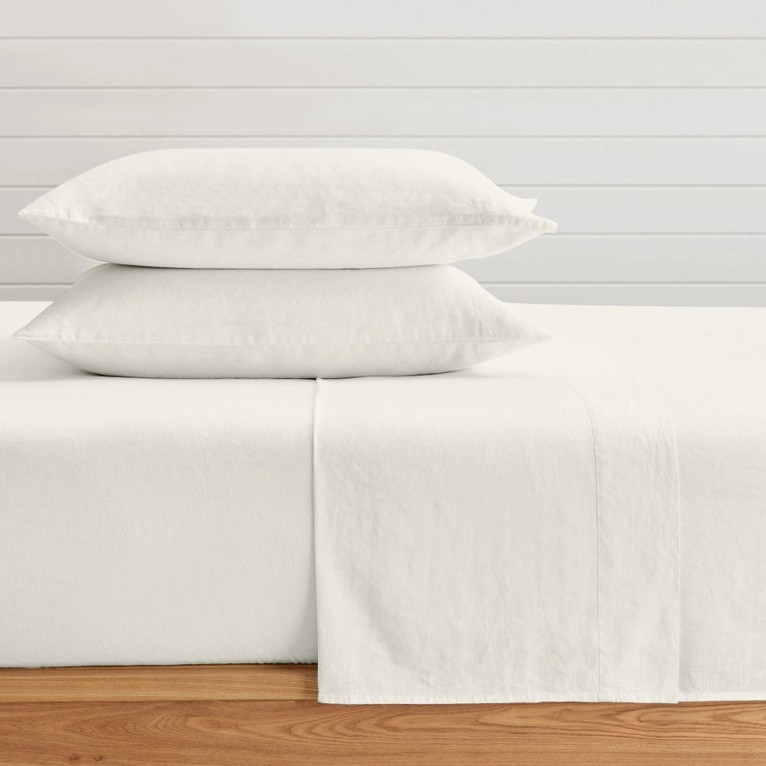 Washed Linen Sheet Set Cream-Set-Levtex Home-Twin-Cream-Urbanheer