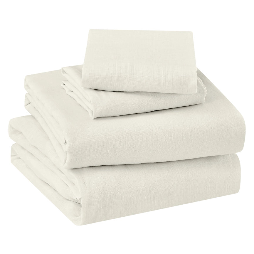 Washed Linen Sheet Set Cream-Set-Levtex Home-Twin-Cream-Urbanheer