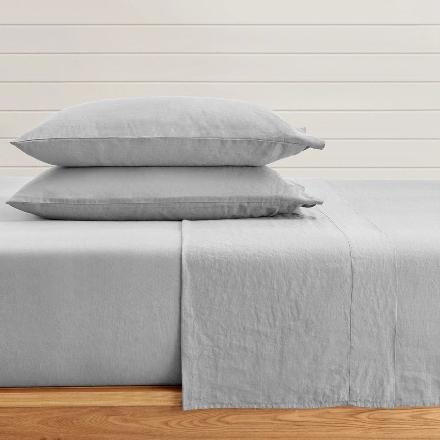 Washed Linen Sheet Set Grey-Set-Levtex Home-Twin-Grey-Urbanheer