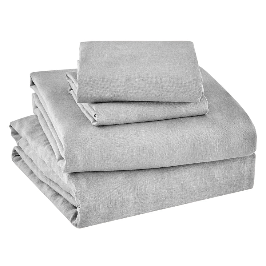 Washed Linen Sheet Set Grey-Set-Levtex Home-Twin-Grey-Urbanheer