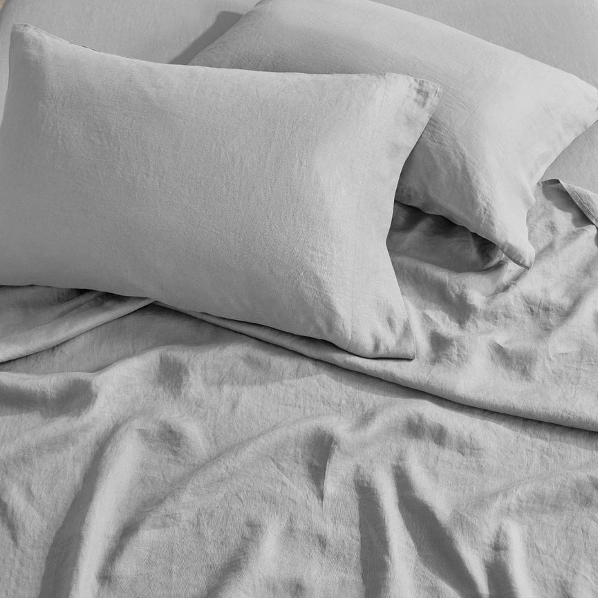 Washed Linen Sheet Set Grey-Set-Levtex Home-Twin-Grey-Urbanheer