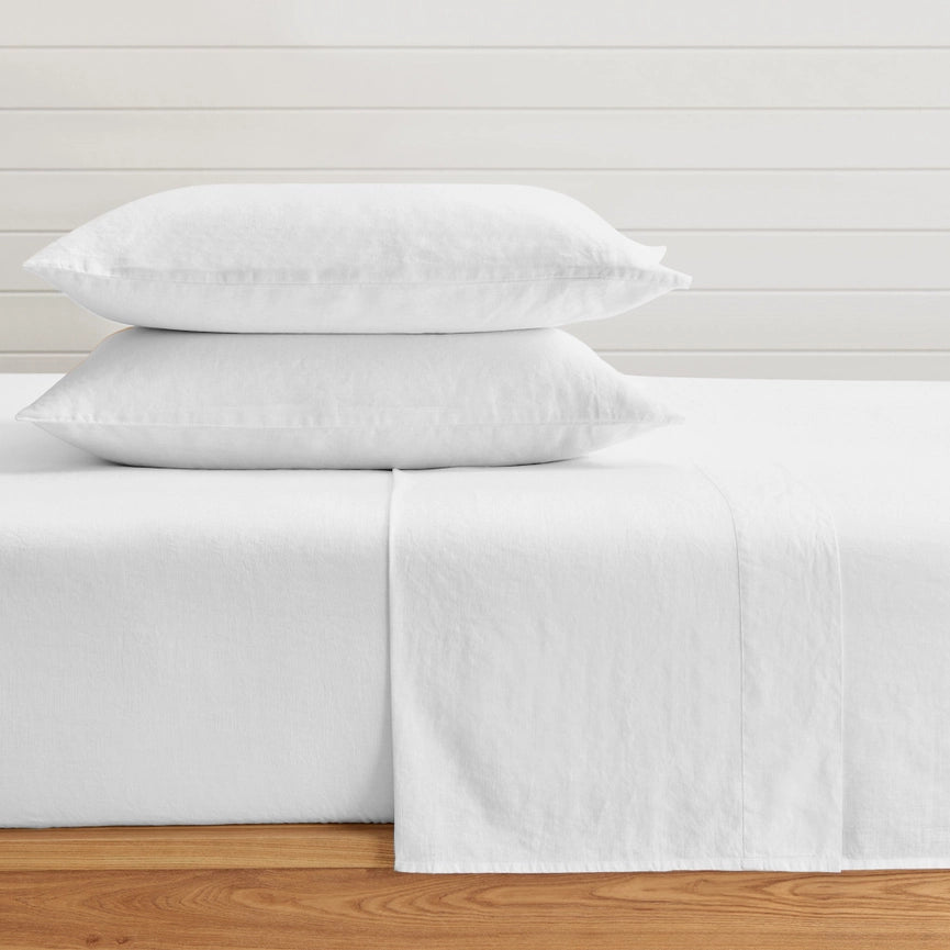 Washed Linen Sheet Set White-Set-Levtex Home-Twin-White-Urbanheer
