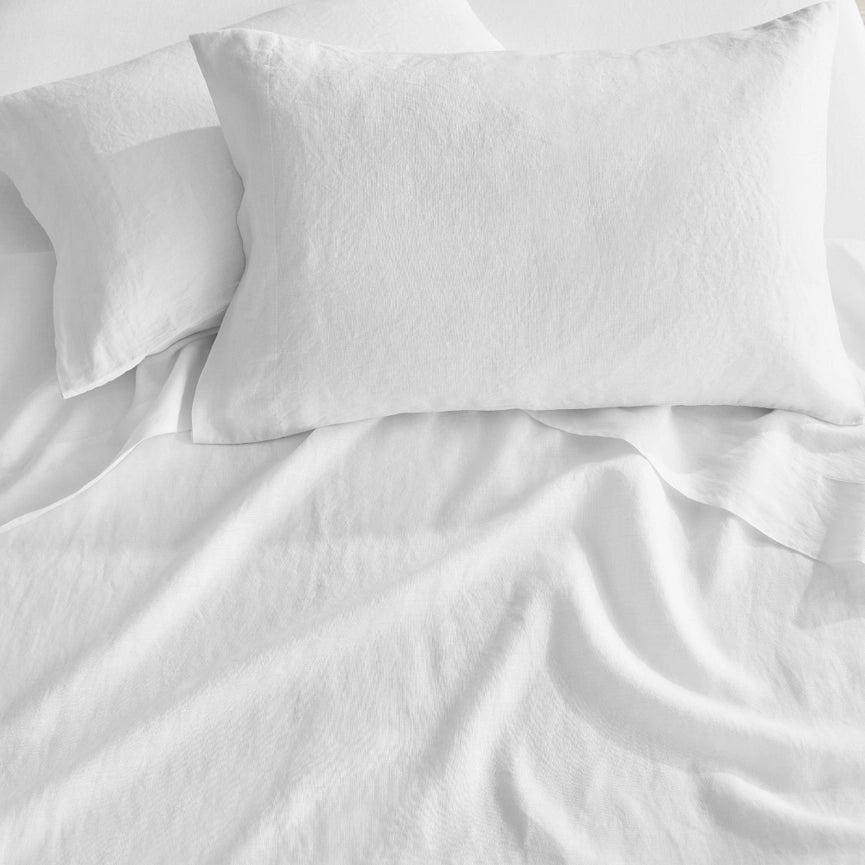 Washed Linen Sheet Set White-Set-Levtex Home-Twin-White-Urbanheer