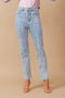 Washed Rhinestone Studded Dangle Fringe Mid Jeans-Jeans-Blue B-S-LIGHT WASH-Urbanheer