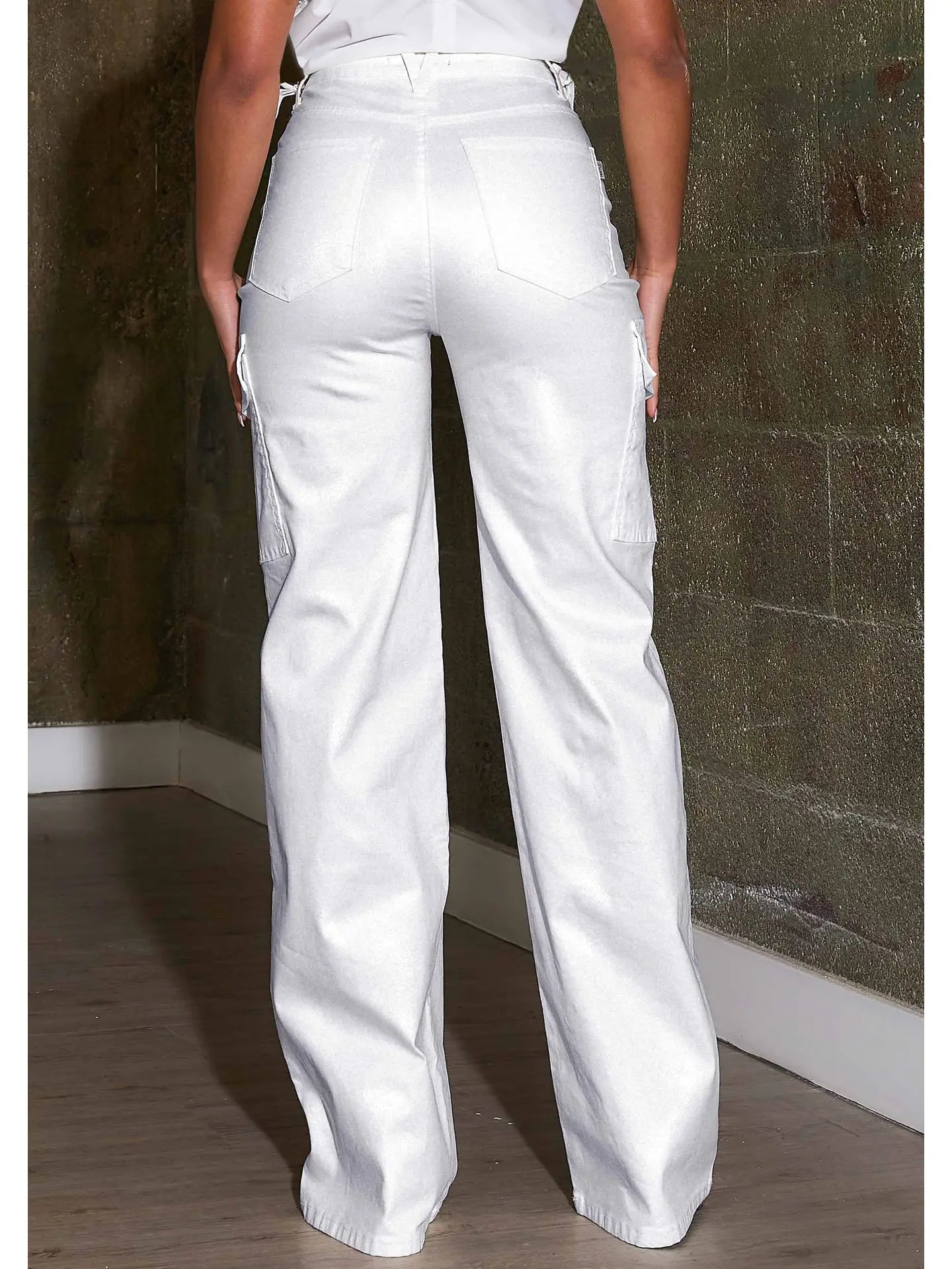 Water Repellent Coated Cargo Wide Leg Pants