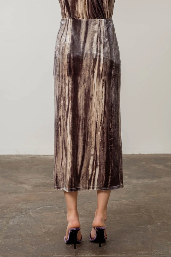 Watercolor Print Midi Skirt-Skirts-Moon River-XS-GREY MULTI-Urbanheer